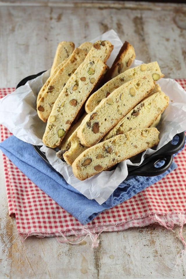 Lemon Pistachio Biscotti Recipe from MissintheKitchen.com #holiday #cookies #baking