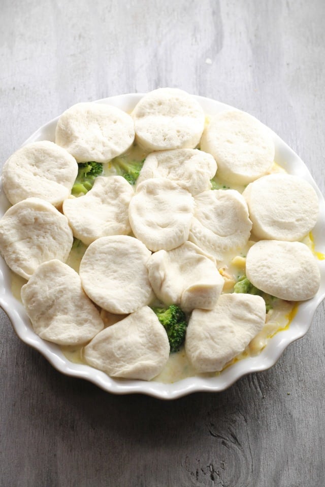 Biscuit topping for chicken noodle casserole recipe ~ MissintheKitchen.com