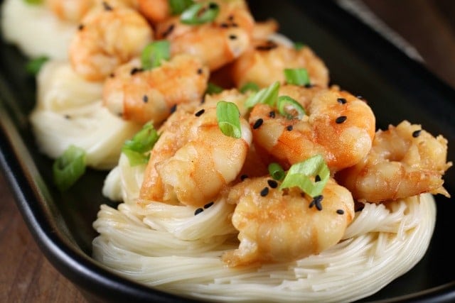 Miso Honey Garlic Shrimp Recipe | MissintheKitchen.com #ad