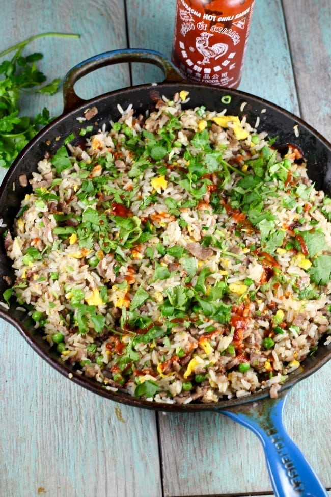 Christmas Brisket Fried Rice Recipe from Bringing it Home ~ MissintheKitchen.com #brisket #friedrice 