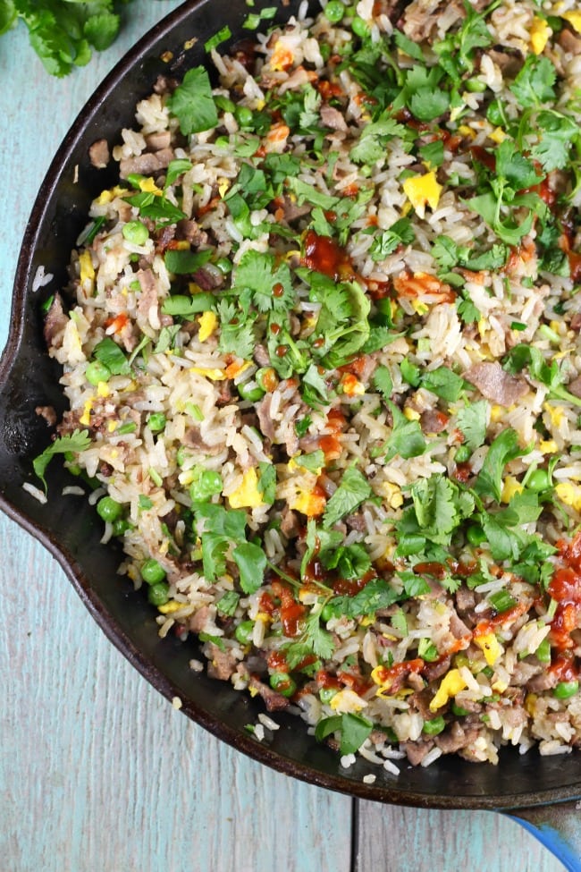 Christmas Brisket Fried Rice Recipe from MissintheKitchen.com #brisket #friedrice #cookbook