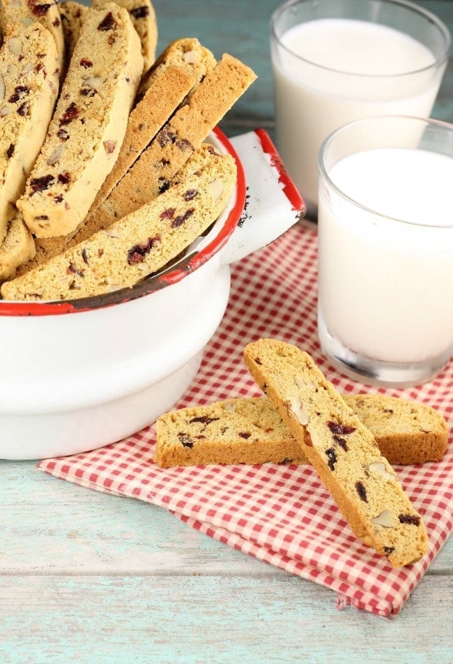 Cranberry Pecan Biscotti Recipe is the perfect holiday cookie! From MissintheKitchen.com #christmascookies #christmas #cranberry #pecans 