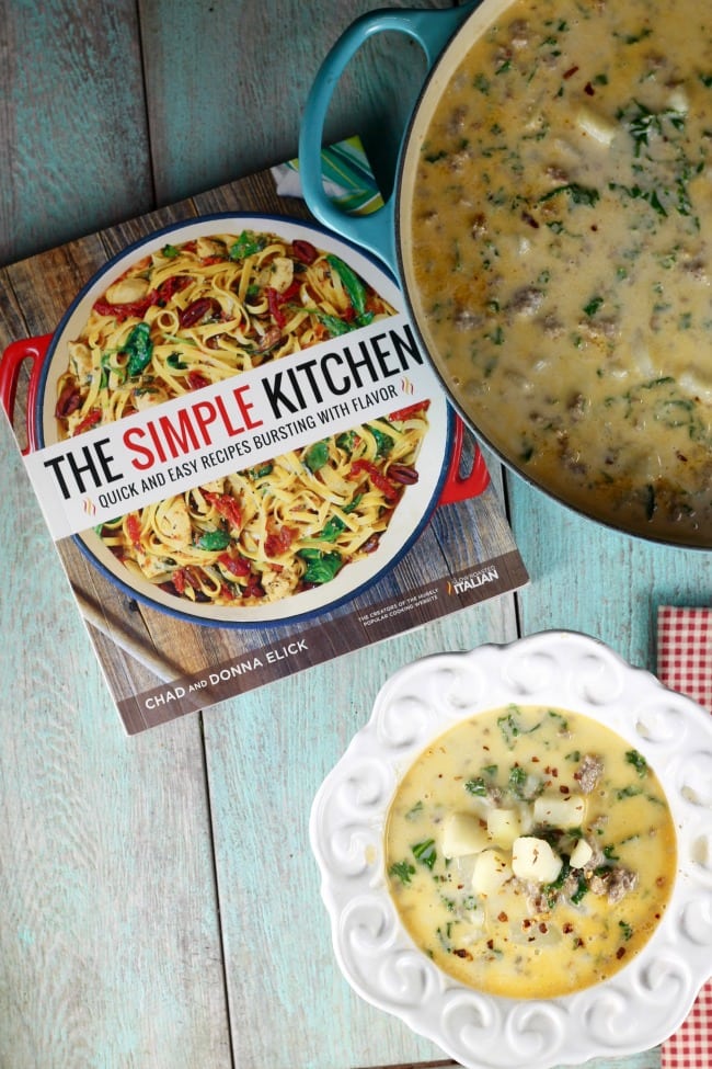 The Simple Kitchen Cookbook ~ Tuscan Sausage Potato Soup Recipe ~ MissintheKitchen.com #recipe #soup #tuscan