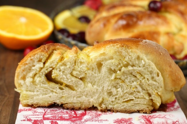 Orange Cardamom Braid Slice ~ MissintheKitchen.com #ad @redstaryeast #bread #holiday