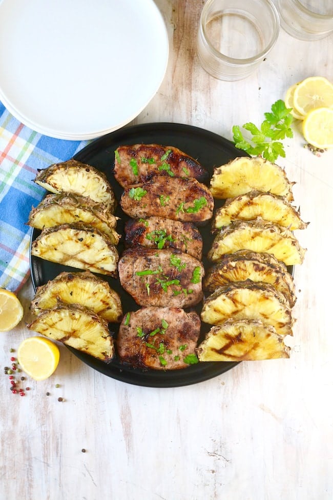 Easy Citrus Grilled Pork Chops & Pineapple 