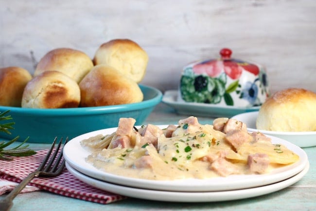 Plated Cheesy Ham and Potato Casserole