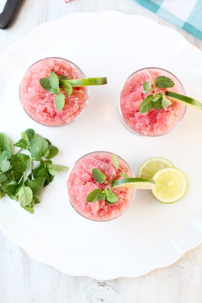Watermelon Mojitos overhead