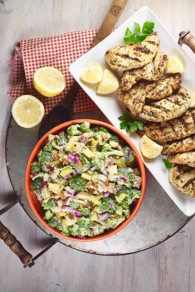 Broccoli Pineapple Salad + Cooked Perfect Lemon Herb Chicken