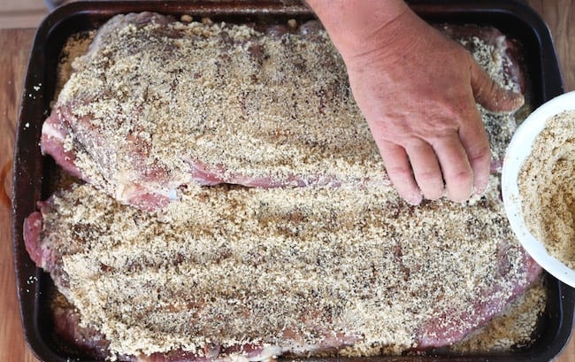 Brown Sugar coated spare ribs ready for the smoker