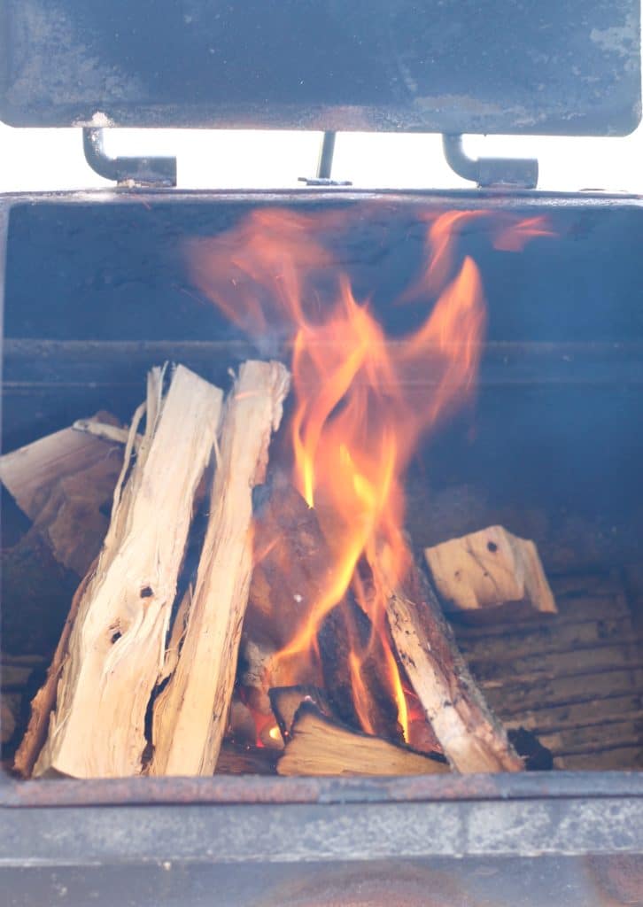 hickory wood fire for smoking spare ribs
