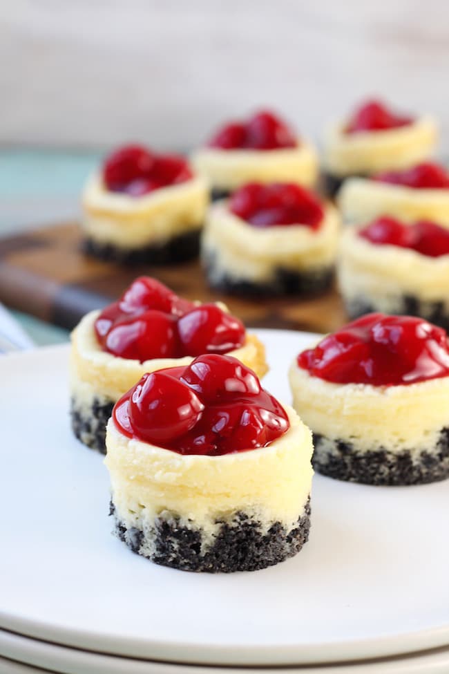 Mini Cherry Cheesecakes with Oreo Crust