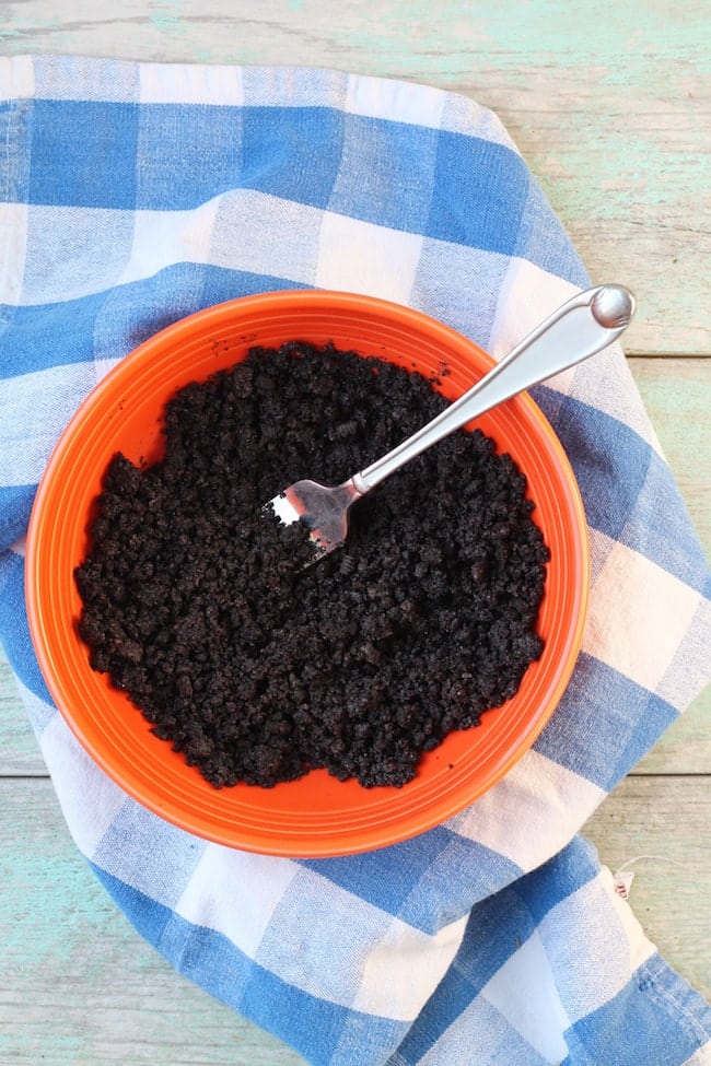 Crushed Oreo Cookies for Mini Cherry Cheesecakes