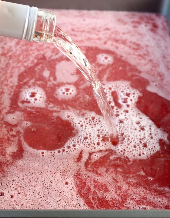 Adding Rose wine to strawberry watermelon puree