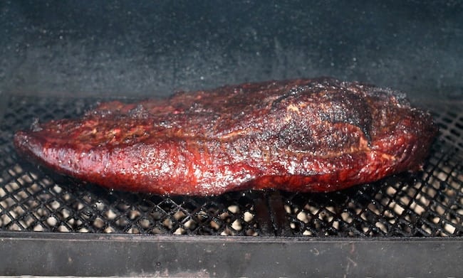 Smoking a brisket.