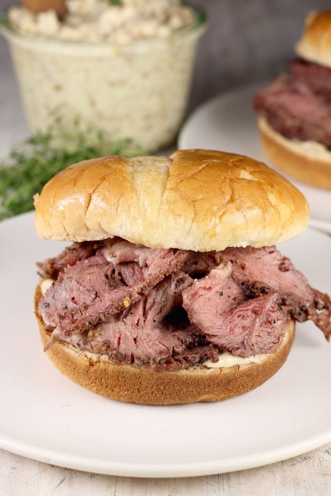 Smoked Roast Beef Sandwiches with vidalia onion mayo