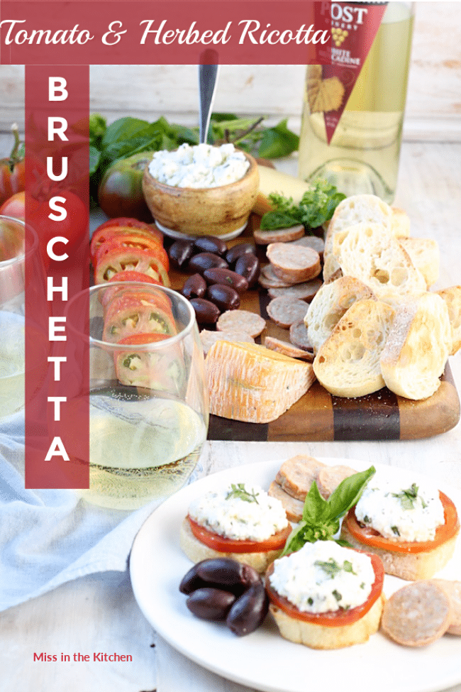 Fresh Tomato & Herb Ricotta Bruschetta Appetizer