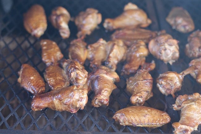 Hickory Smoked Chicken Wings on the grill