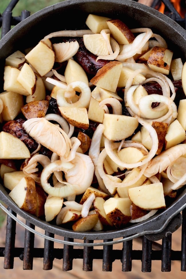 Dutch Oven Short Ribs with potatoes and onions ~ campfire recipe
