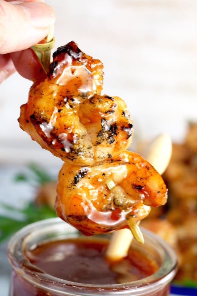 Easy Barbecue Grilled Shrimp on a skewer
