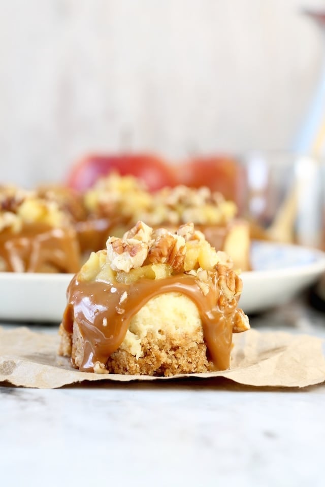 Caramel Apple Mini Cheesecakes with Pecans
