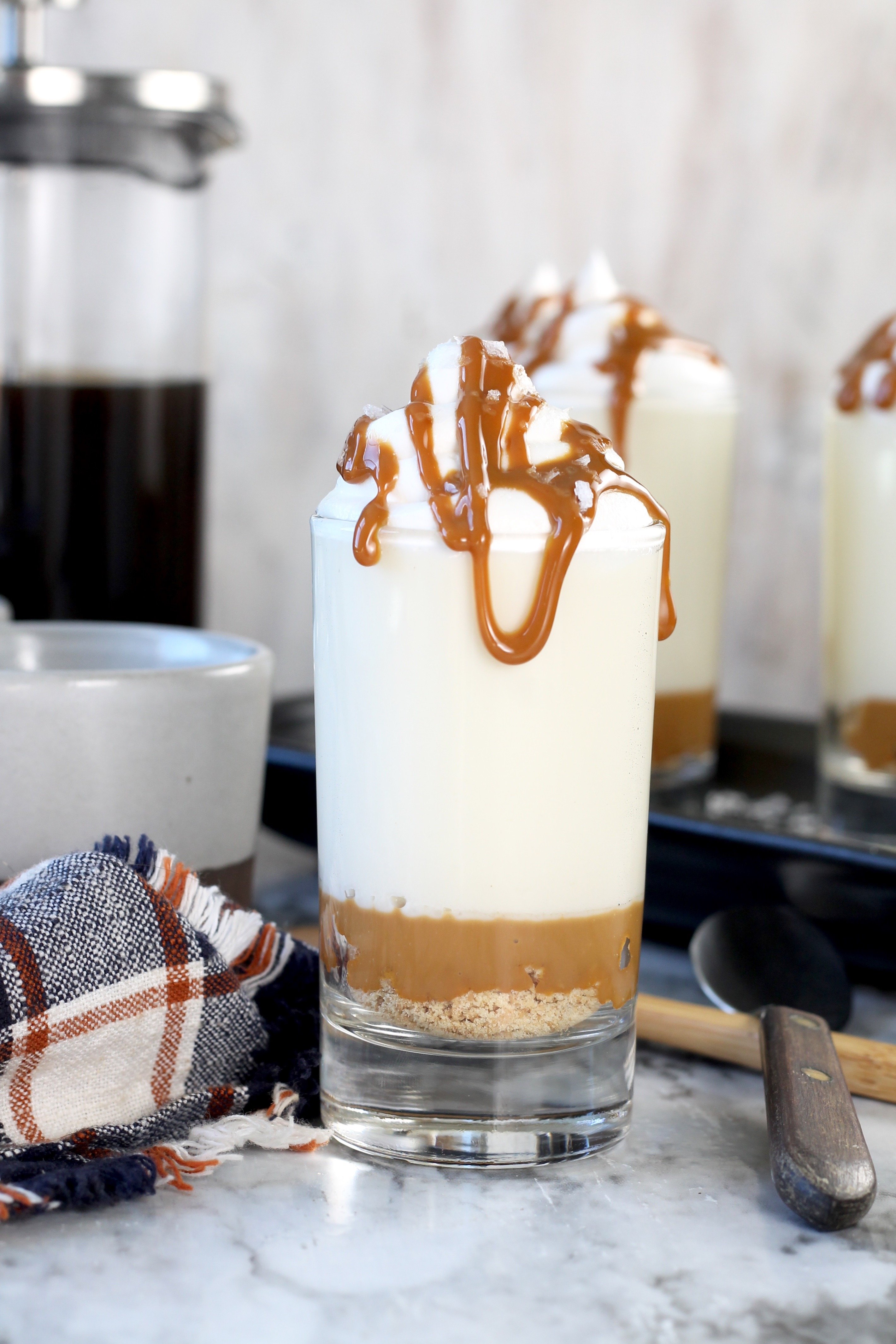 Easy No Bake Caramel Macchiato Cheesecake Dessert