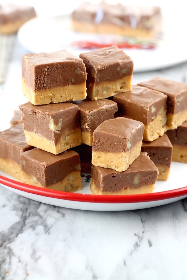Two Tone Fudge cut into squares