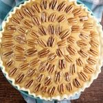 Pumpkin Pecan Pie with Whole Pecans ready for the oven