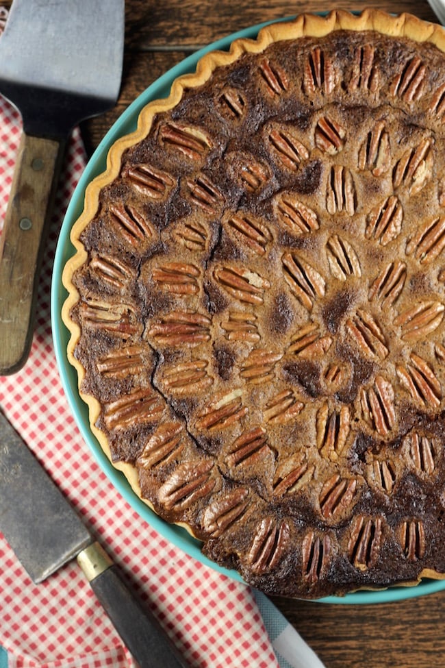 Pumpkin Pecan Pie with whole pecans