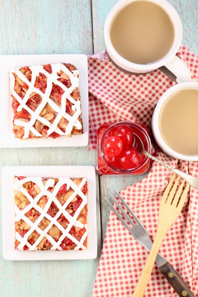 Cherry Almond Bars Recipe with Maraschino Cherries