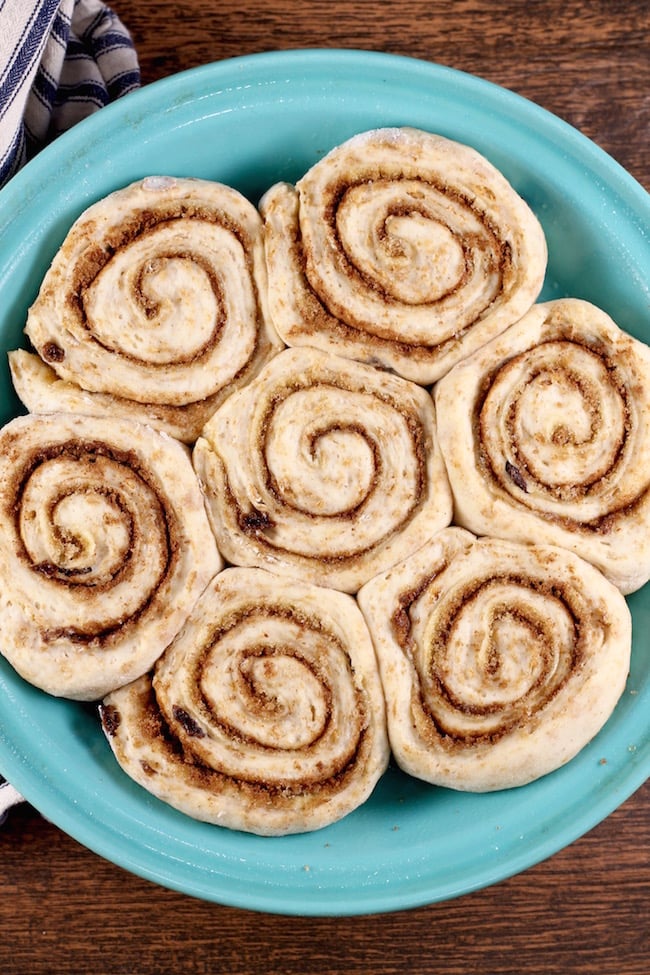 Raisin Bran Cinnamon Rolls ready to bake