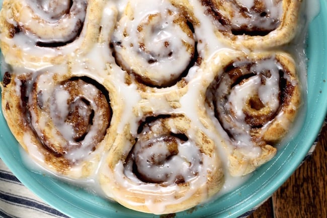 Raisin Bran Cinnamon Rolls with Powdered Sugar Icing