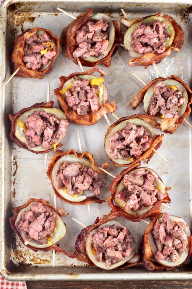 Bacon wrapped loaded potato skins