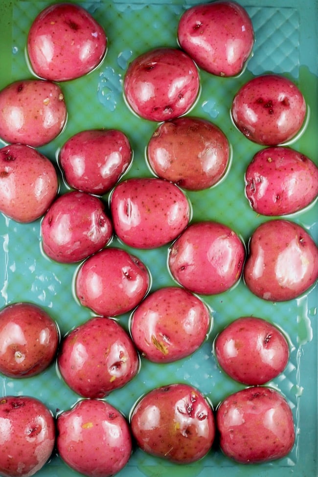 Roasted Red Potatoes for Loaded Potato Skins with Smoked Beef and Bacon