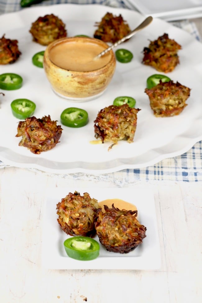 Spicy Hash Browns baked until crispy and served with sriracha comeback sauce