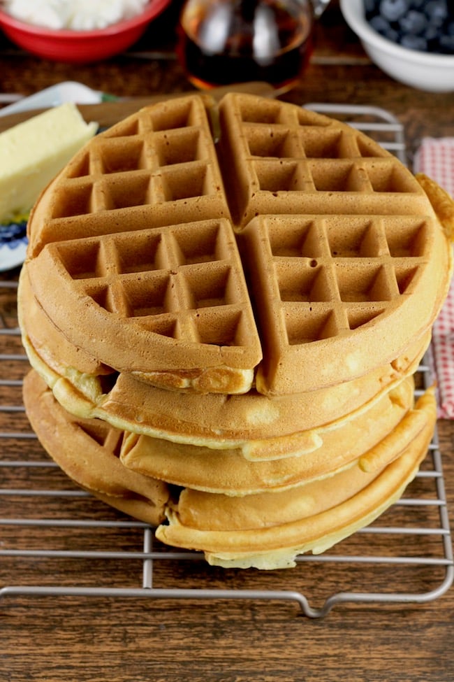 Stack of Easy Belgian Waffles