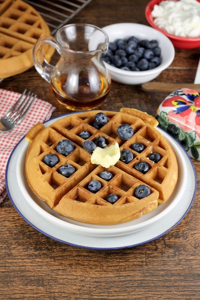 Easy Belgian Waffles with fresh berries