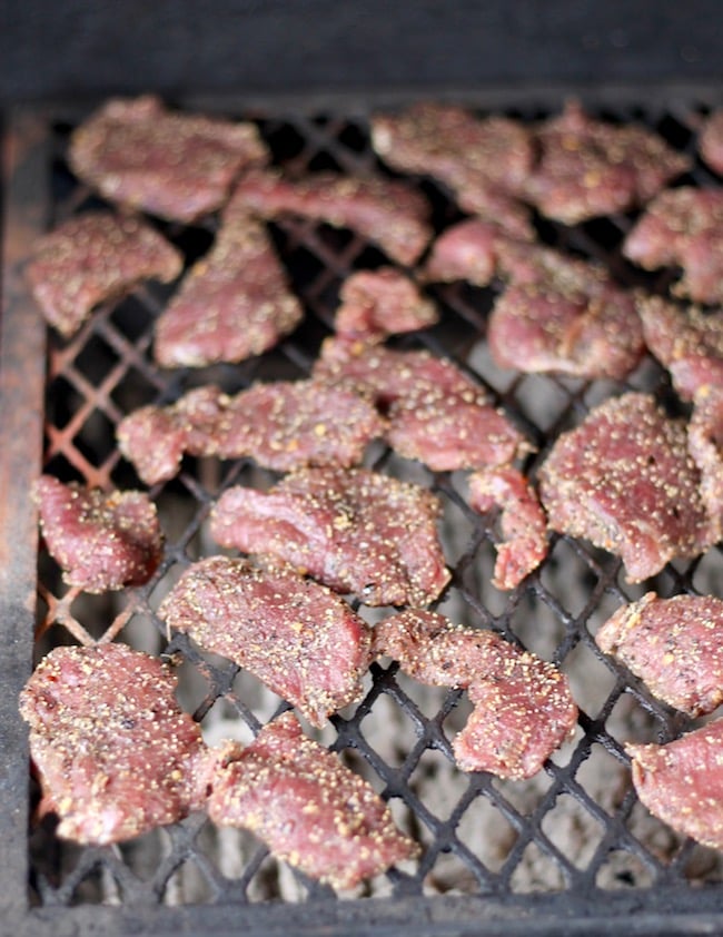 Smoking venison steaks for Pot Pie