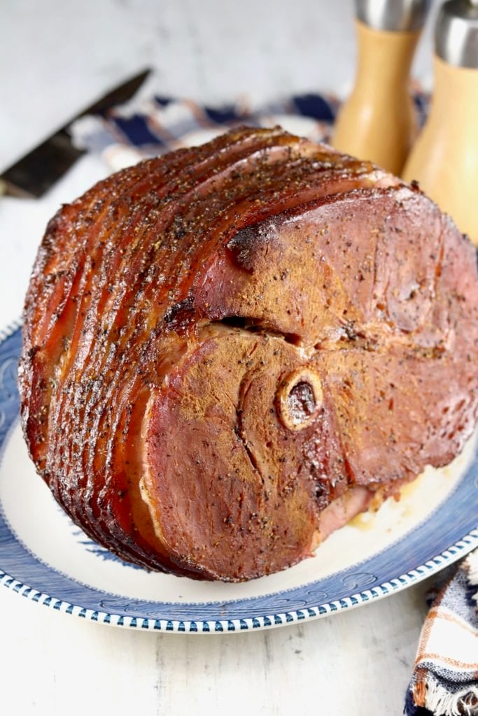 Balsamic Glazed Ham on a platter