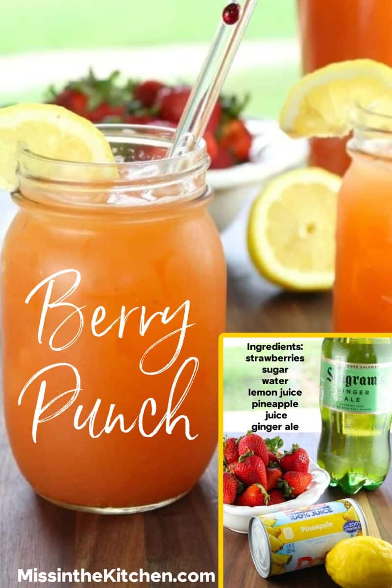 Berry punch in a mason jar - photo of ingredients.