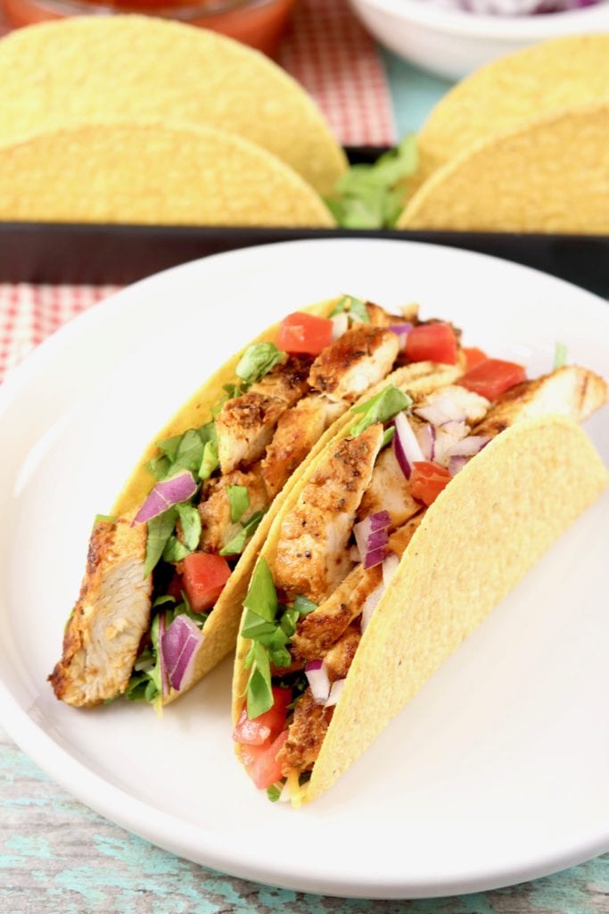 Blackened Chicken Tacos in corn shells