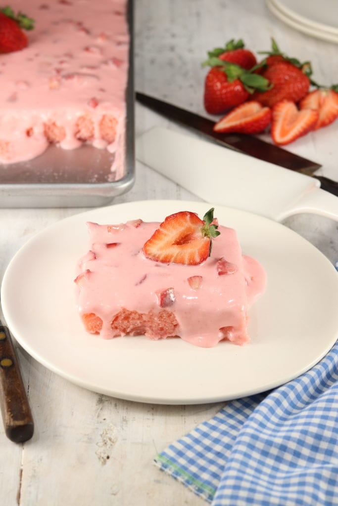 Slice of Strawberry Sheet Cake