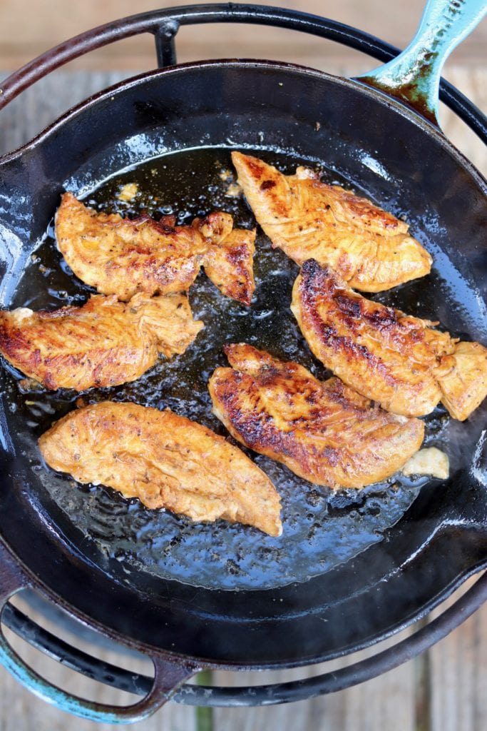 Blackened Chicken in a cast iron skillet