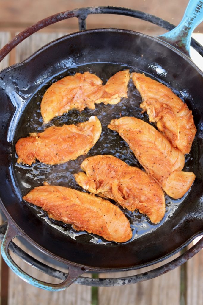 Blackened Chicken in a cast iron skillet