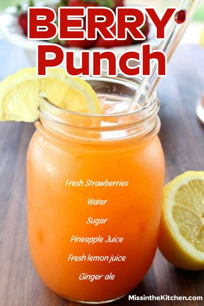 Berry Punch in a glass with text overlay.