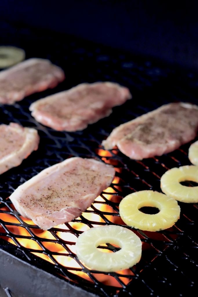 Pork Chops on the grill and pineapple Â 