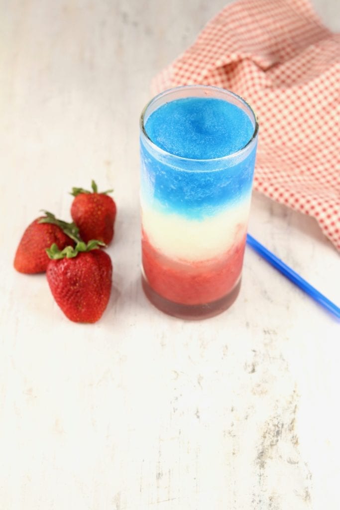 Red White and Blue layered rum daiquiri