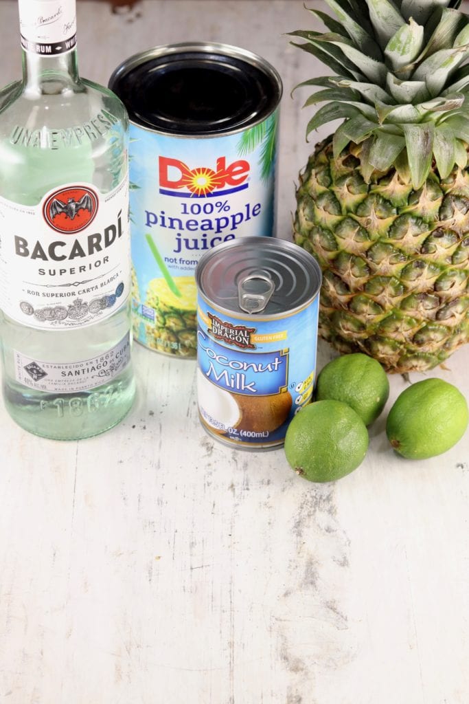Ingredients for pina coladas