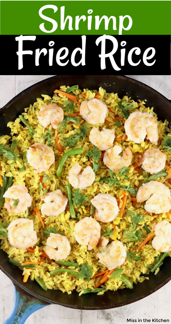 Shrimp Fried Rice Dinner with text overlay