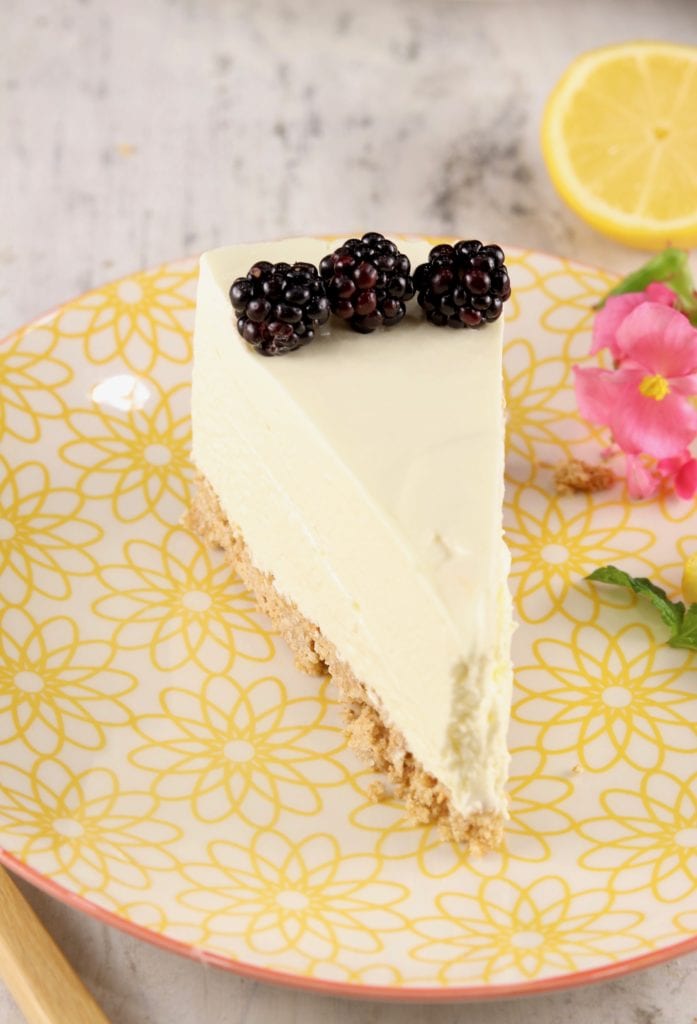 Blackberries on lemon chiffon cheesecake