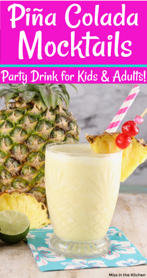 Pineapple Coconut Mocktail garnished with cherries